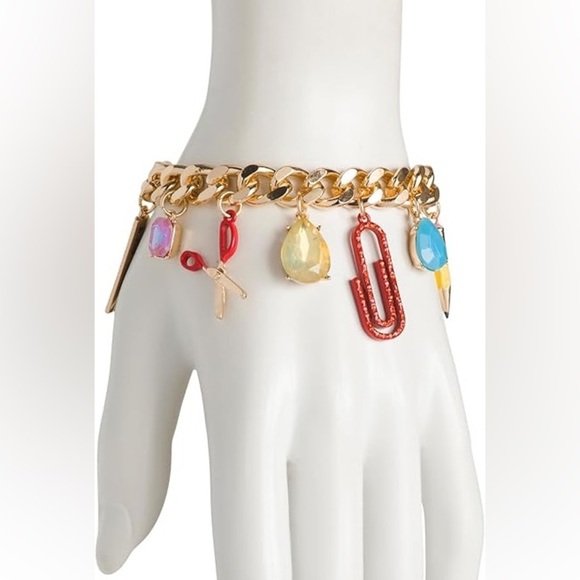 Betsey Johnson Charm School Charm Bracelet Crystal Accents - Picture 2 of 4